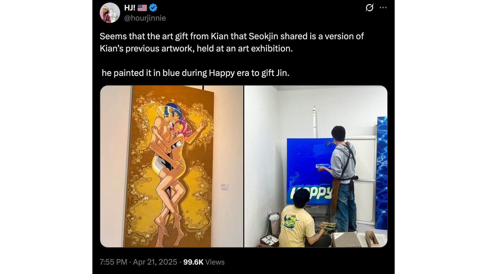 A picture of the BTS idol with Kian went viral online. (Image via X/@hourjinnie)