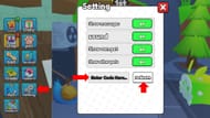 The cogwheel icon indicates the "Setting" tab (Image via Roblox)