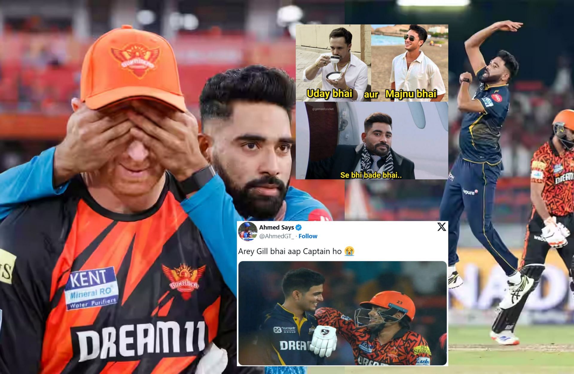 Fans react after 1st innings of SRH vs GT match. (Image: bcci.tv, X - @GemsOfCricket, @AhmedGT_)