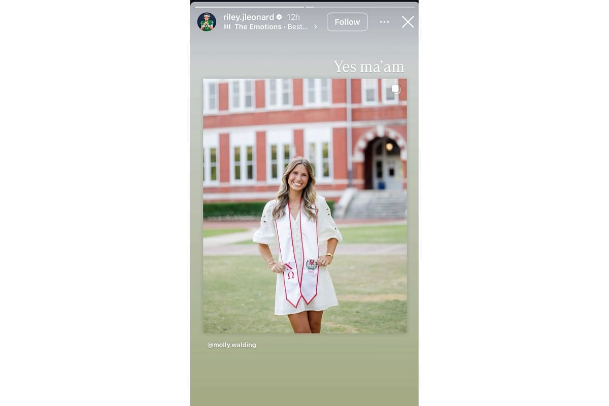 Riley Leonard sends 2-word message as girlfriend Molly Walding graduates from Auburn University, Instagram