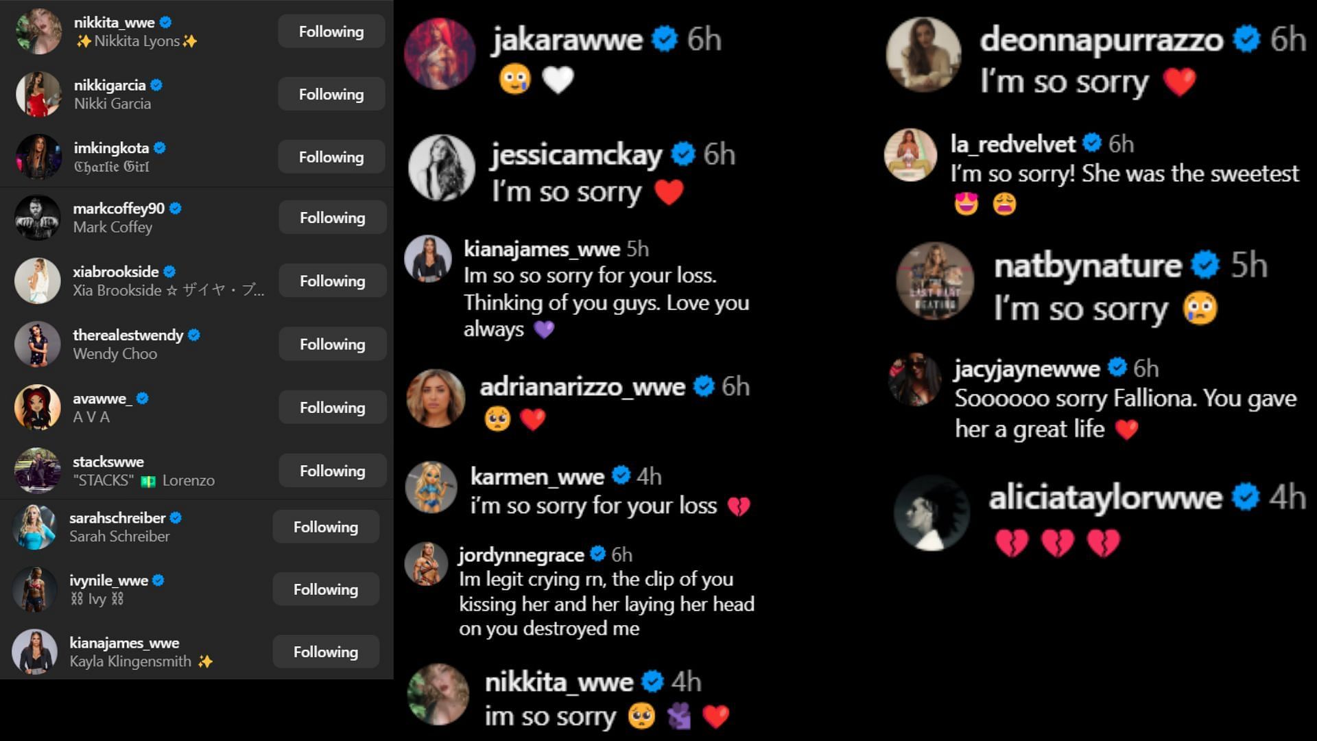 Screenshots of stars&#039; likes and comments [Screenshots from Henley&#039;s Instagram post]