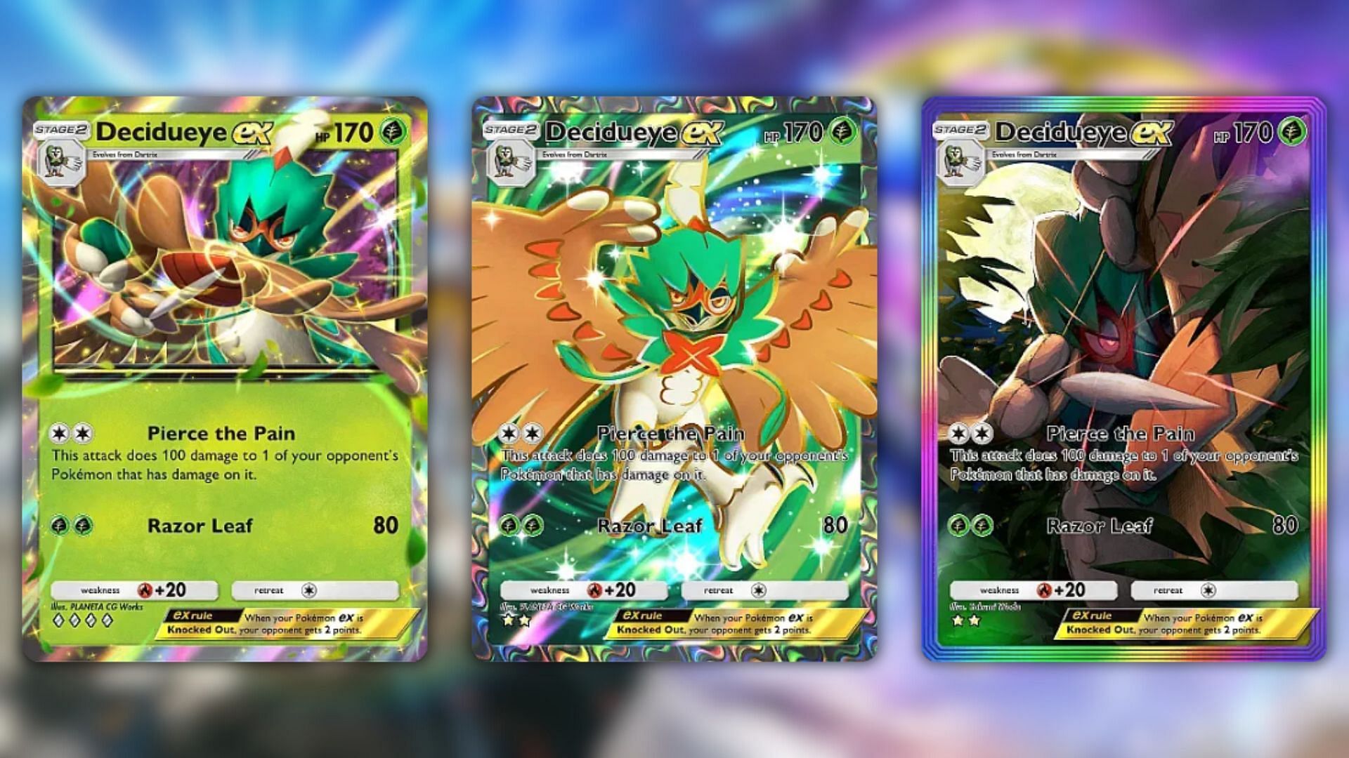 Decidueye ex variants (Image via The Pokemon Company)