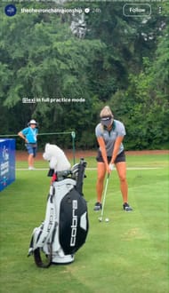 Lexi Thompson practicing for the Chevron Championship (via the Chevron Championship on IG)