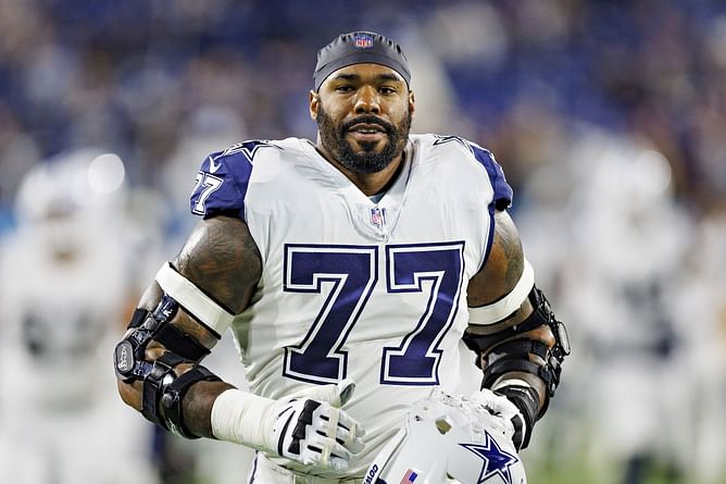 Tyron Smith delivers emotional tribute to $240,000,000 QB at retirement press - “You’ll always be QB1"