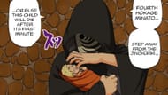 Obito kidnaps Minato's newborn son (Image via Shueisha)