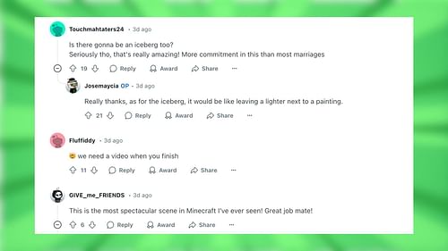 Redditors react to the Titanic build in the game (Image via Reddit)