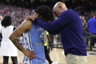 RJ Davis (#4) of the North Carolina Tar Heels reacts after being defeated by the Kansas Jayhawks 72-69 during the 2022 NCAA Men's Basketball Tournament National Championship at Caesars Superdome on April 04, 2022 in New Orleans, Louisiana. Photo: Getty