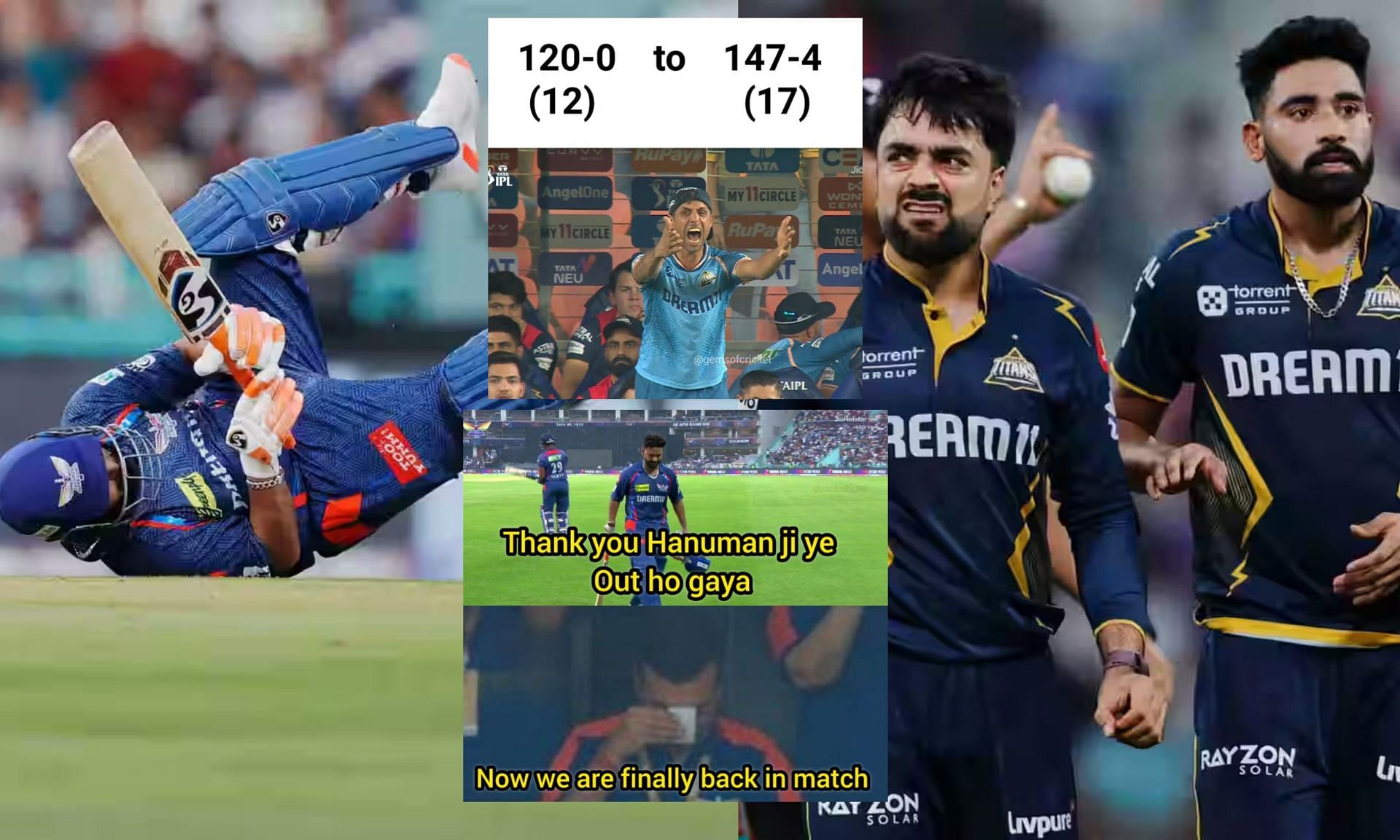 Top memes from LSG vs GT IPL 2025 match. (Image: bcci.tv, X - @homelander_yyy, @GemsOfCricket)