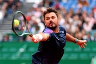 Stan Wawrinka of Switzerland plays a backhand in his match against Alejandro Tabilo. Source: Getty