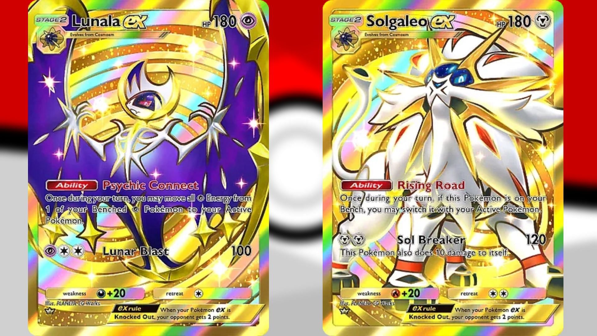 Lunala ex and Solgaleo ex in Celestic Guardians (Image via TPC)