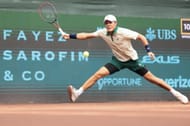 Nakashima stretches for a point in the U.S. Men's Clay Court Championship - Source: Getty