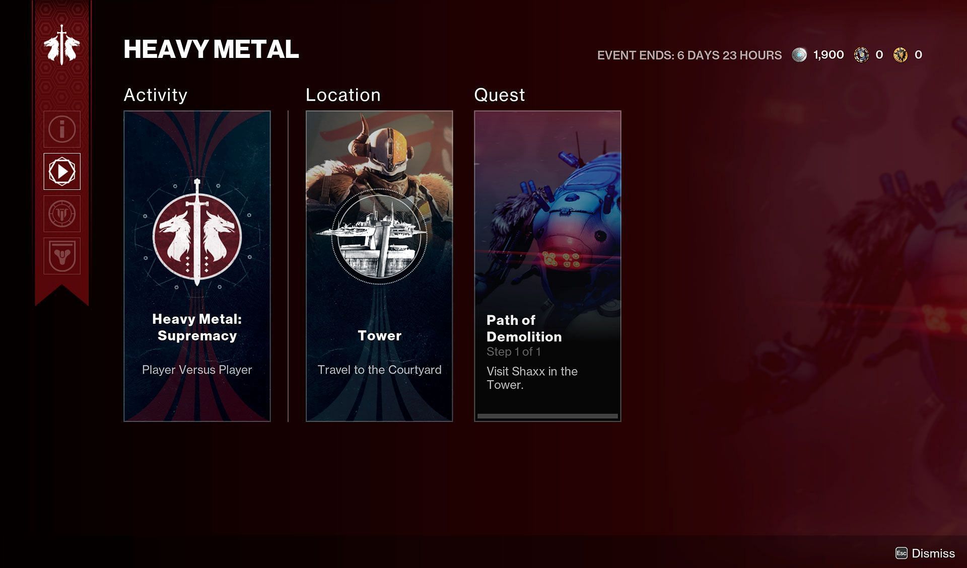 Event Home page in Destiny 2 (Image via Bungie) 