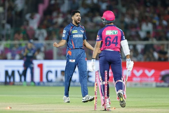 Avesh Khan shatters Yashasvi Jaiswal's middle stump at crucial juncture in RR vs LSG IPL 2025 clash [Watch]