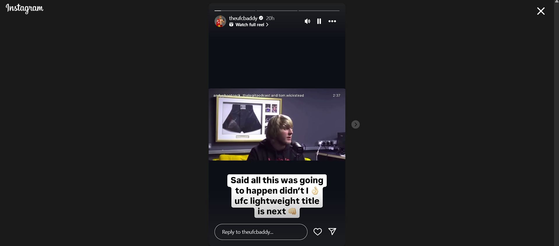 Paddy Pimblett&#039;s message. [Screenshot courtesy: @theufcbaddy on Instagram]