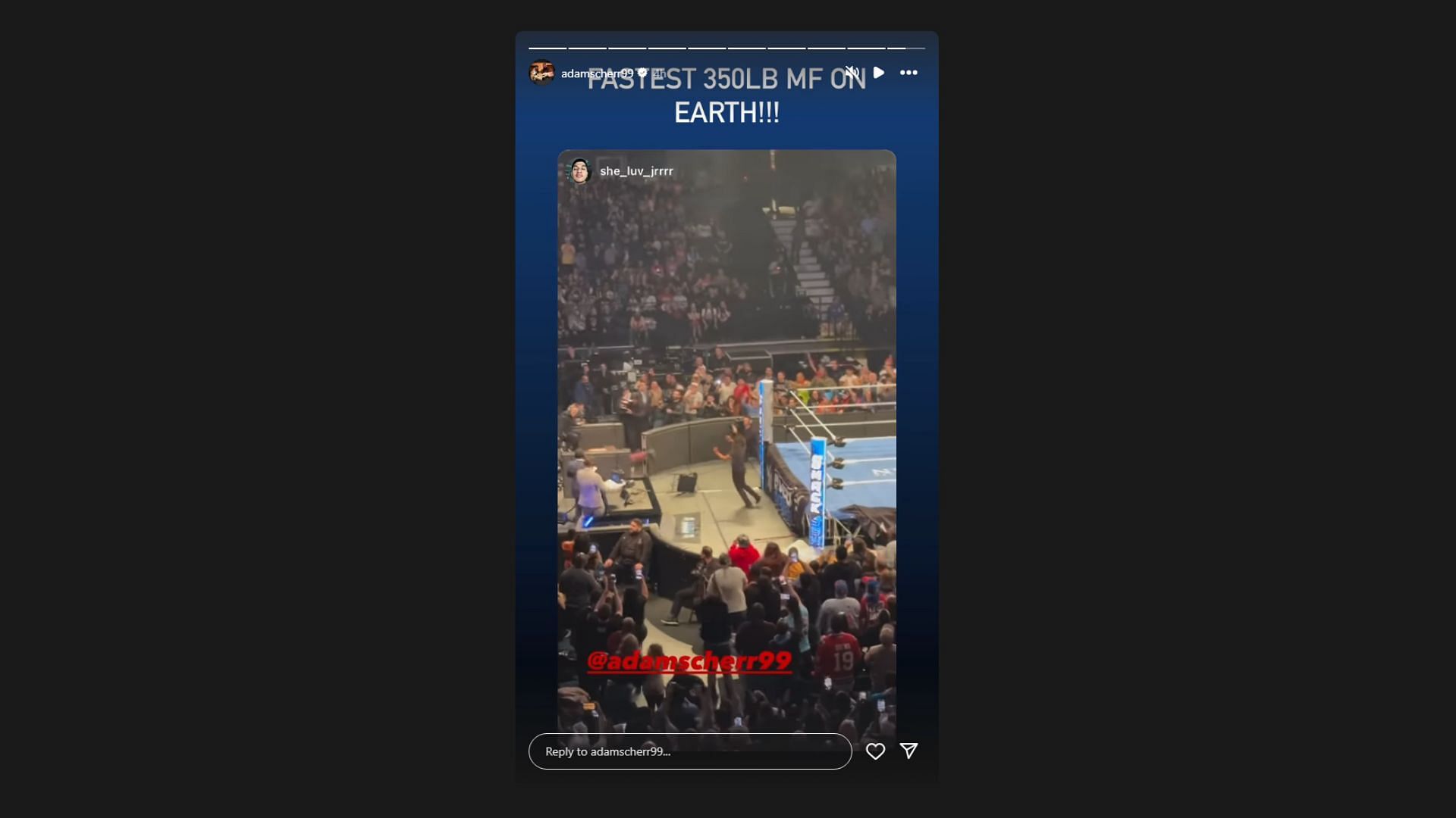 A screenshot of Braun Strowman&#039;s Story. [Image credit: Instagram]