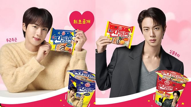 "Did that in just 1 month" — Fans react as BTS' Jin helps boost Jin Ramen sales by 40% in a month through sticker collaboration