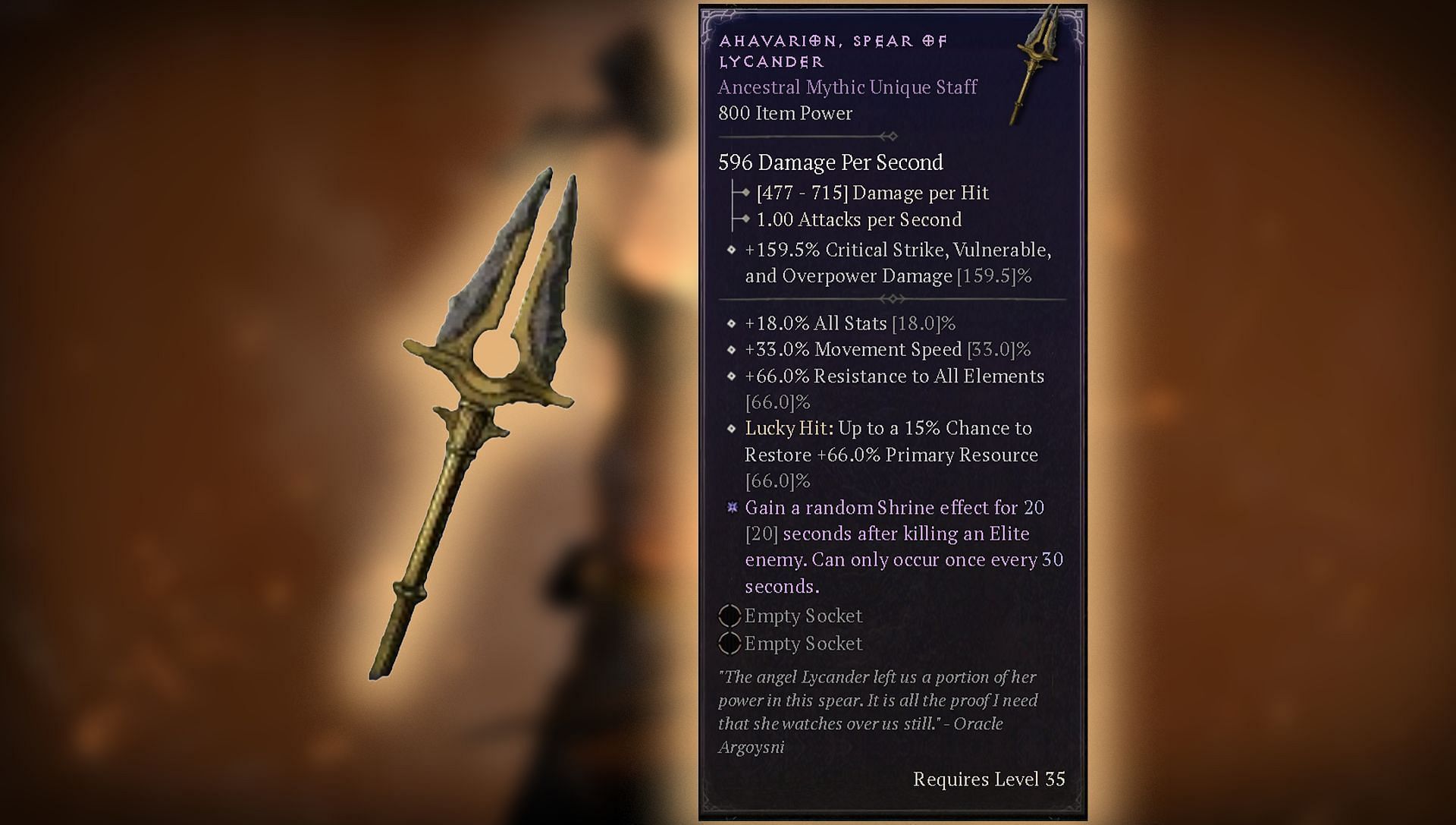 Ahavarion, Spear of Lycander&mdash;Shrine utility (Image via Blizzard Entertainment)