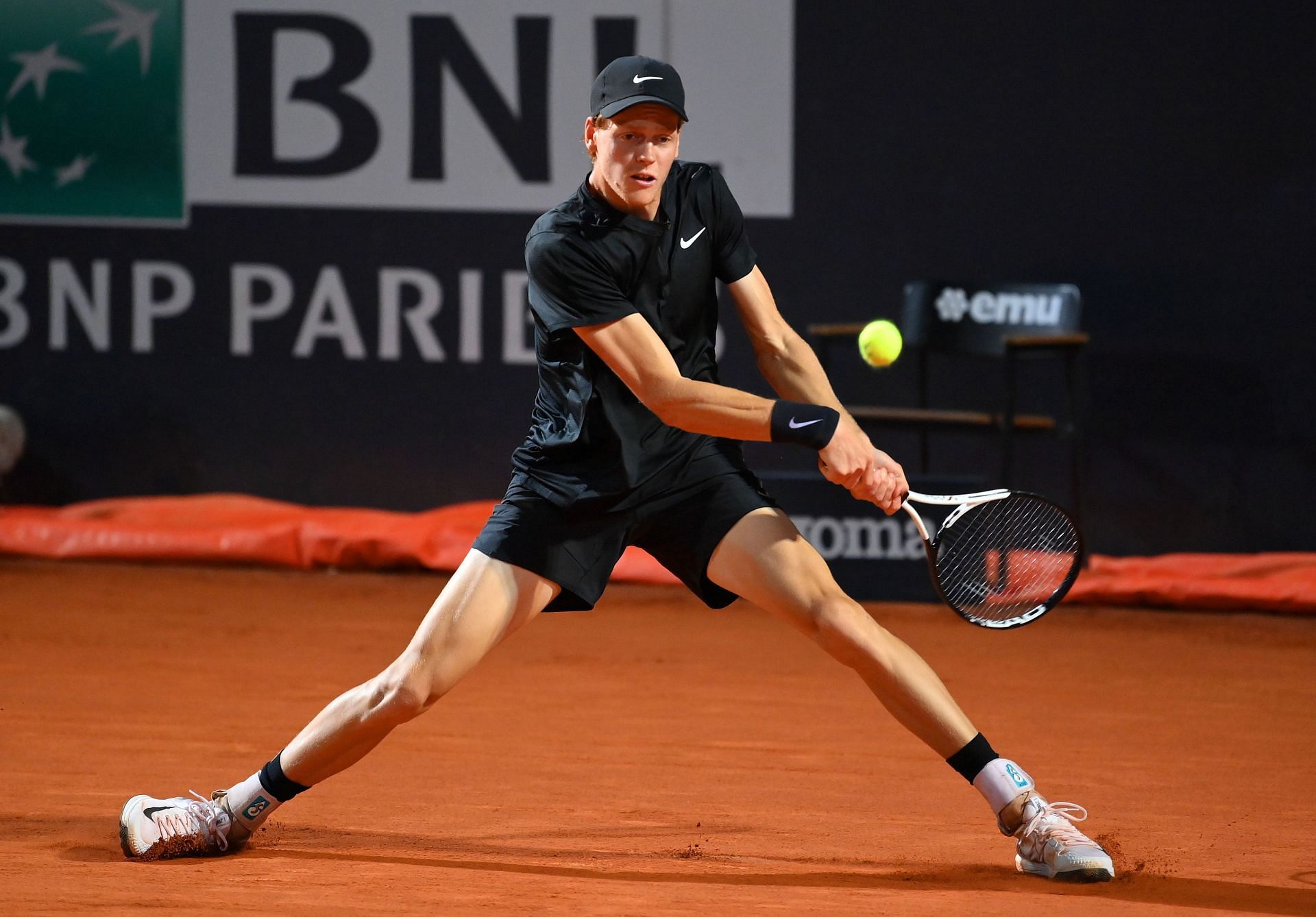 Sinner in action at the Italian Open in Rome - Source: Getty