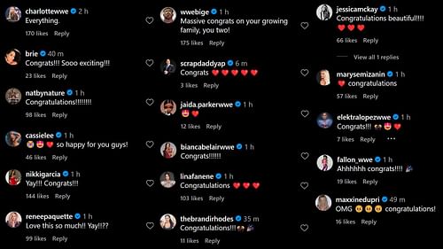 Several stars congratulate Carmella and Corey Graves (Picture credits: Carmella's Instagram post)