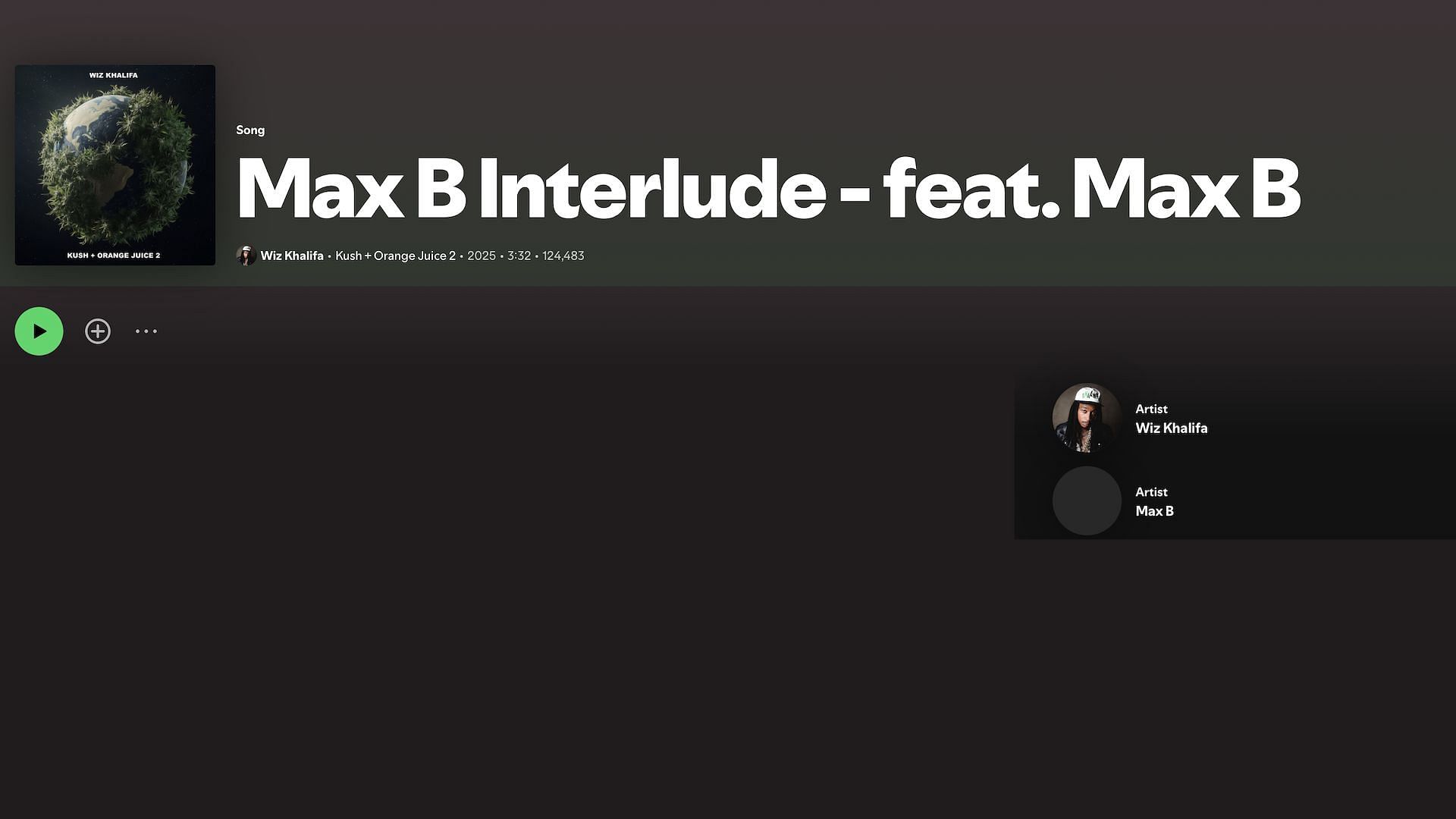 Track 10 on Wiz Khalifa&#039;s 2025 mixtape &#039;Kush + Orange Juice 2&#039; (Image via Spotify)