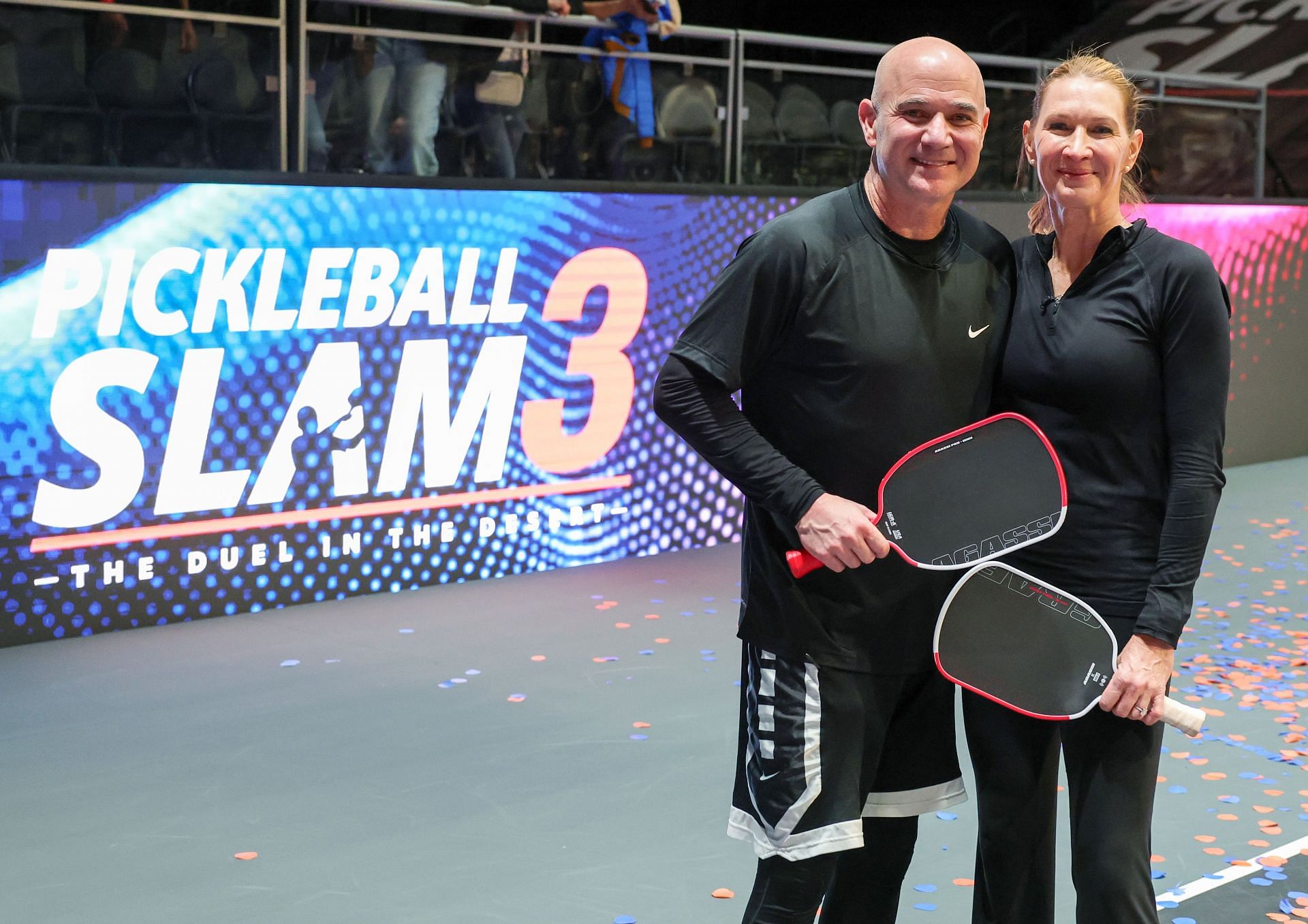 Andre Agassi and Steffi Graf at Pickleball Slam 3 - Source: Getty