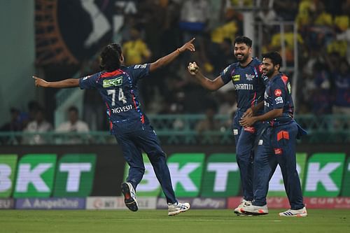 Digvesh Rathi (left) has picked up nine wickets at an economy rate of 7.42 in seven innings in IPL 2025. [P/C: Getty]