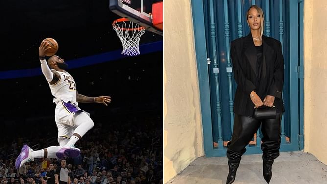 LeBron James adorably kisses Savannah James after leading Lakers to 50th win