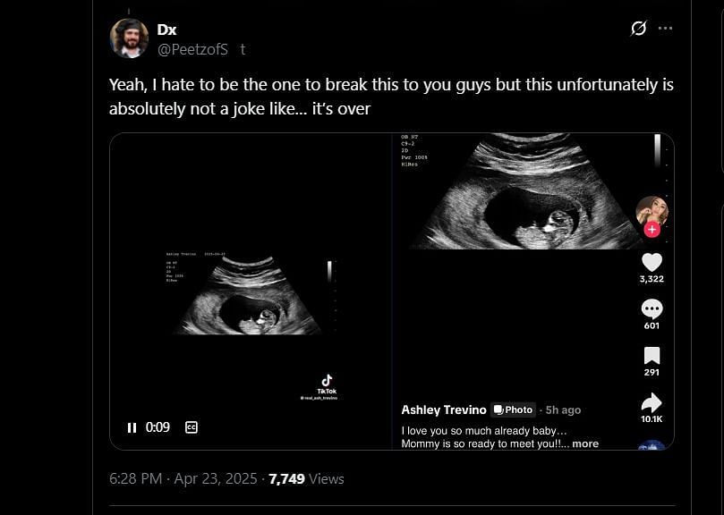 A netizen shared Trevino&#039;s TikTok post on X (Image via X/@PeetzofS**t)
