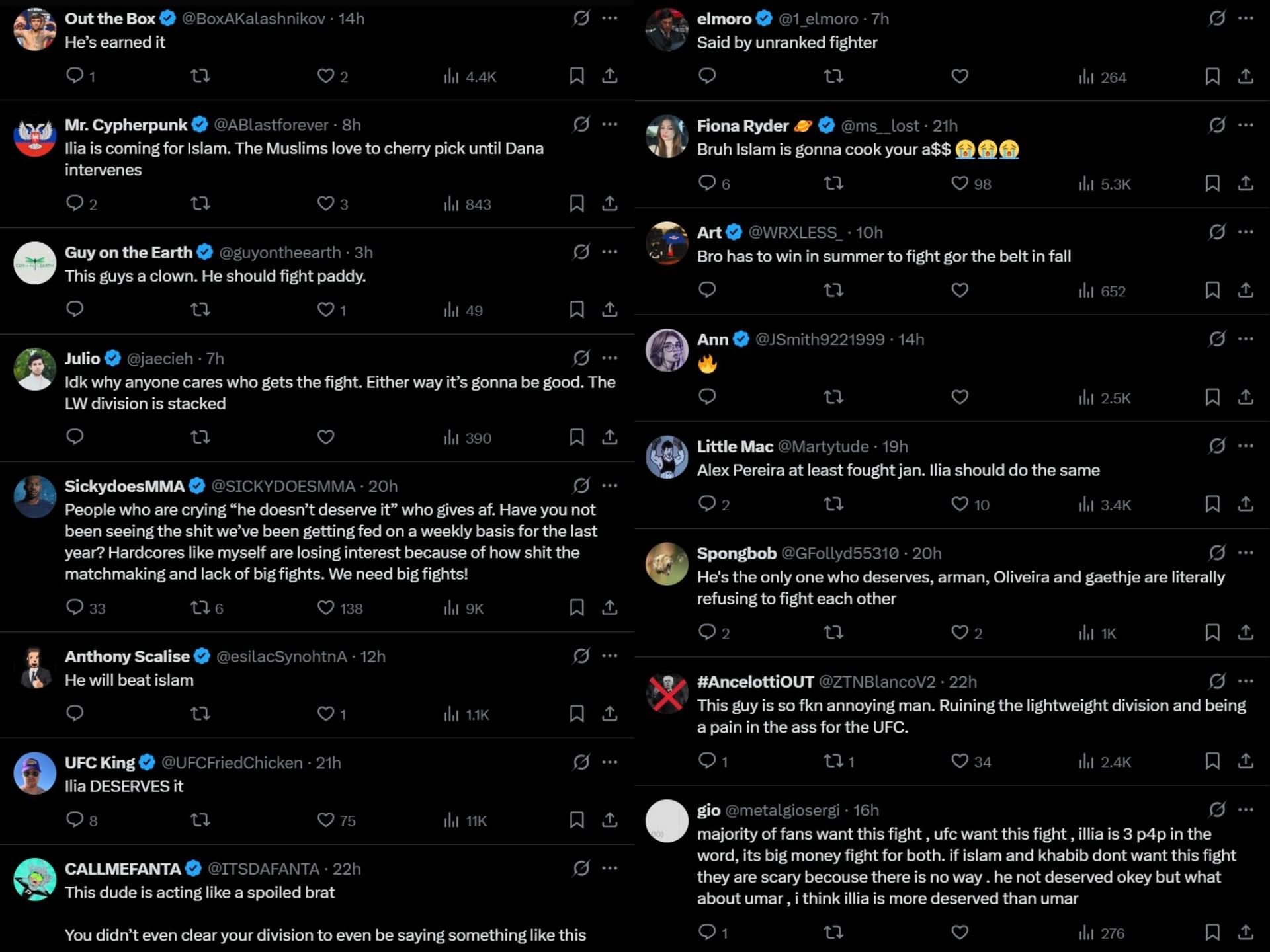 Fan reactions to Ilia Topuria&#039;s fight plans