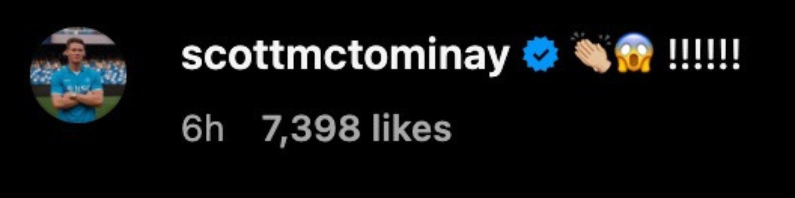 Scott McTominay&#039;s reaction to Harry Maguire&#039;s post (Image credits: SS from Instagram/@harrymaguire93)