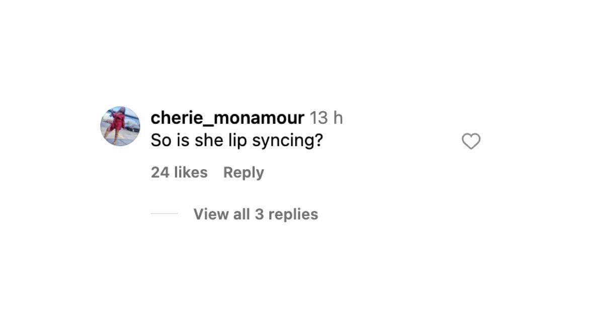 A comment about SZA lip syncing (Screenshot via Instagram/@livebitez)