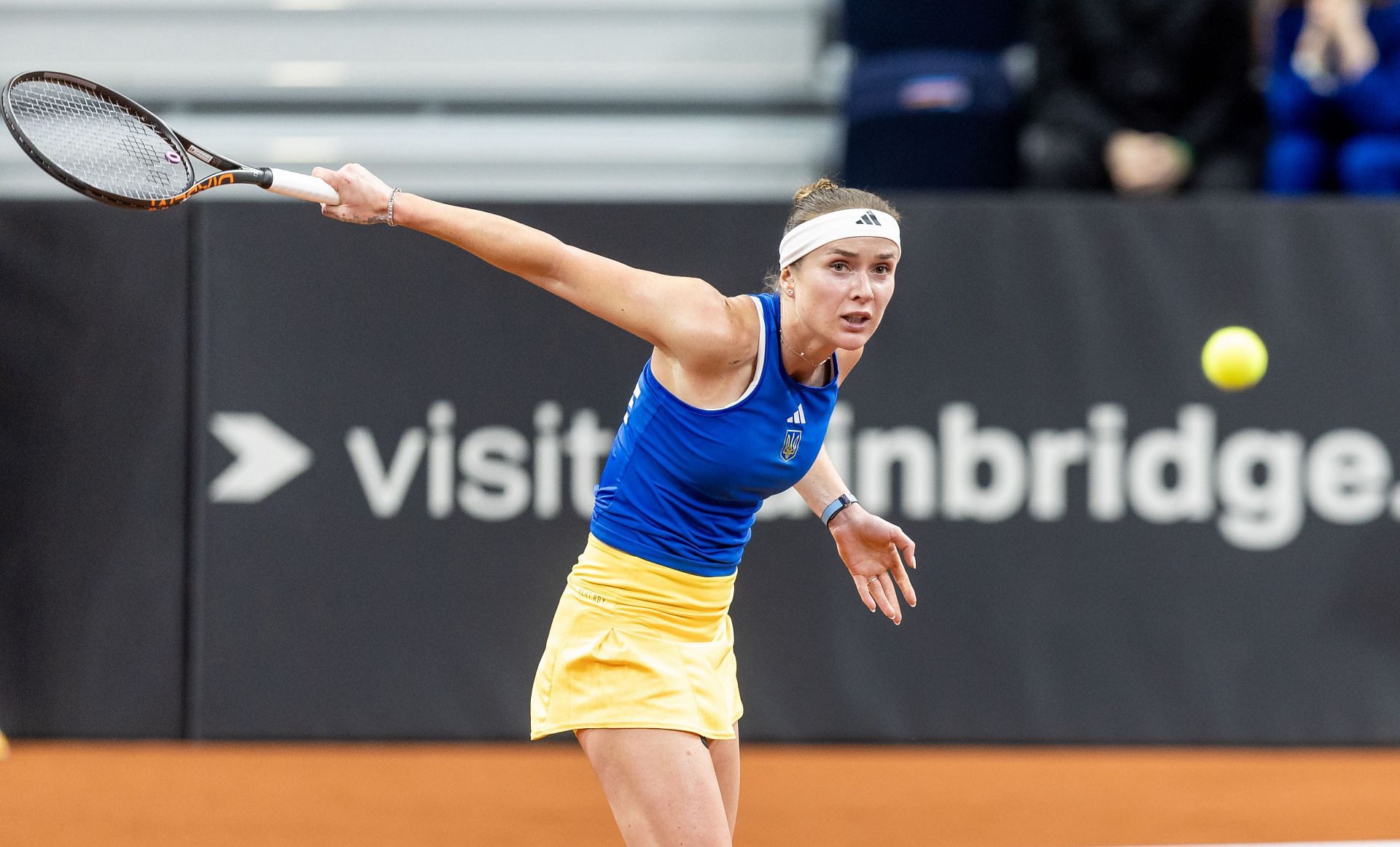 Svitolina plays a slice backhand in the Billie Jean King Cup - Source: Getty