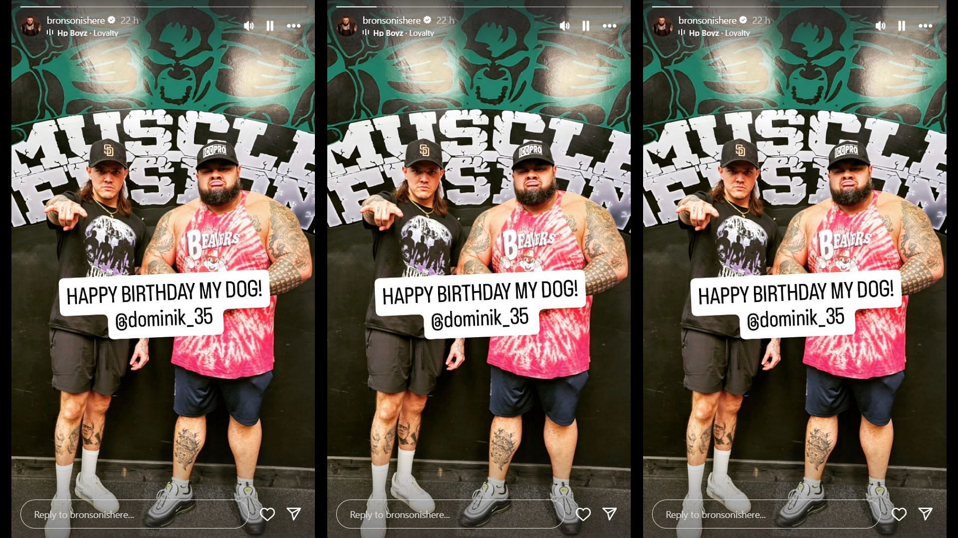 Bronson Reed wishes Dominik Mysterio a Happy Birthday. [Picture courtesy: Reed&#039;s Instagram Story]
