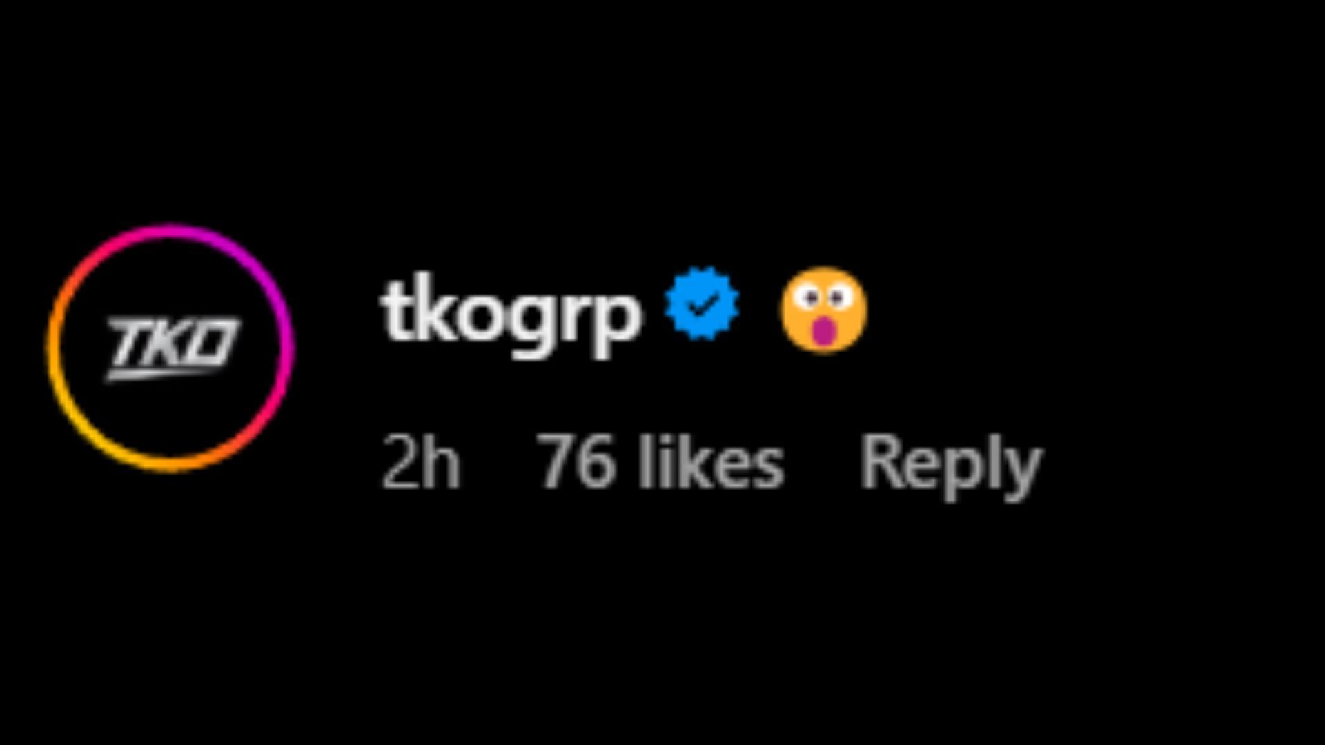 Screenshot of TKO Group&#039;s reaction [Image credit: WWE&#039;s Instagram handle]