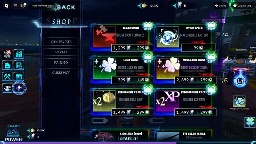 All the gamepasses (Image via Roblox)