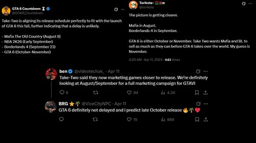 Grand Theft Auto fans react to Mafia The Old Country's leaked potential release date (Images via X)