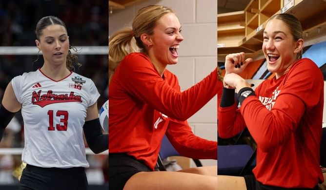 WATCH: Ex Nebraska Volleyball players Merritt Beason, Ally Batenhorst & Lindsay Krause share heartwarming reunion at Pro Volleyball game