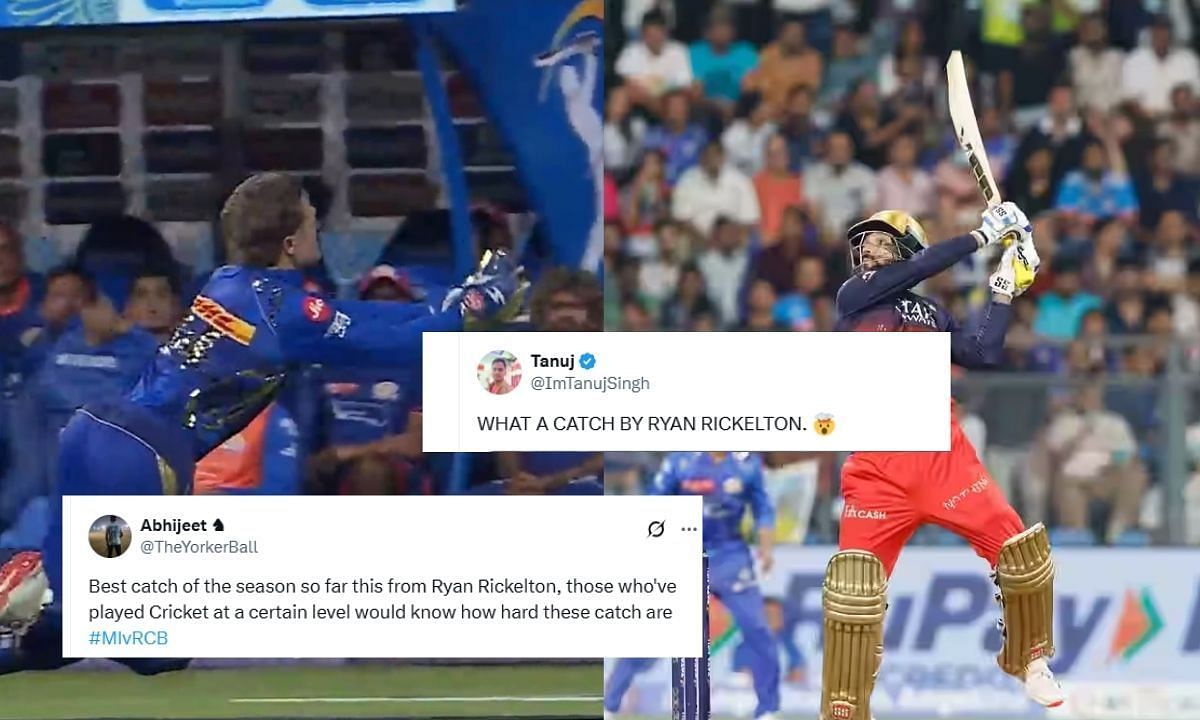 IPL 2025, MI vs RCB, Ryan Rickelton Catch, Rajat Patidar