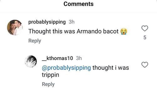 Fans commented on Dezayne Mingo's post, writing that he looked like Armando Bacot. Source: Instagram/@g2s_duece