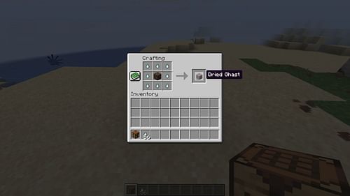 Dried ghast can be crafted using eight ghast tears and one soul sand block. (Image via Sportskeeda Gaming || Mojang Studios)