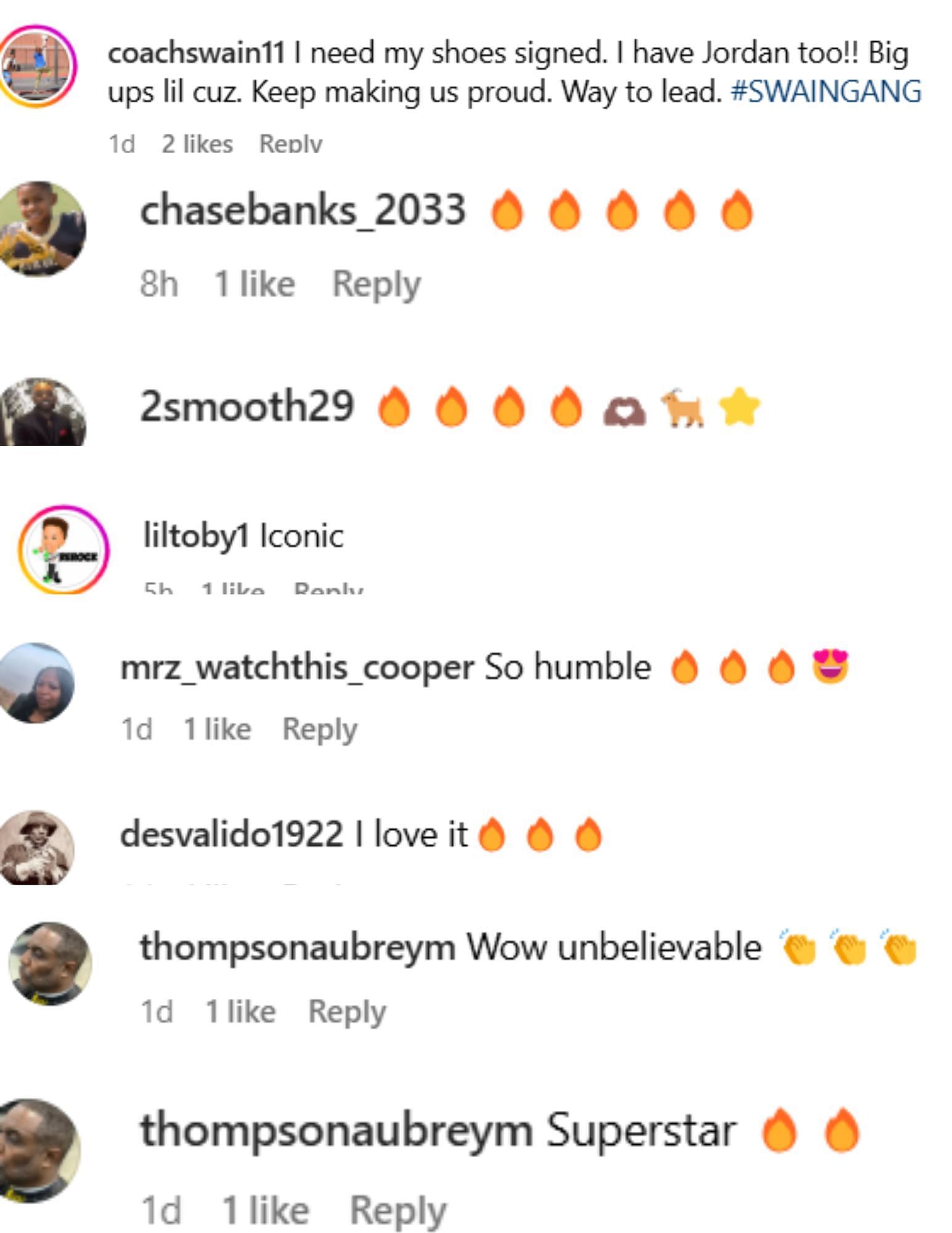 Hoops fans react to Swain engaging with fans via Instagram.