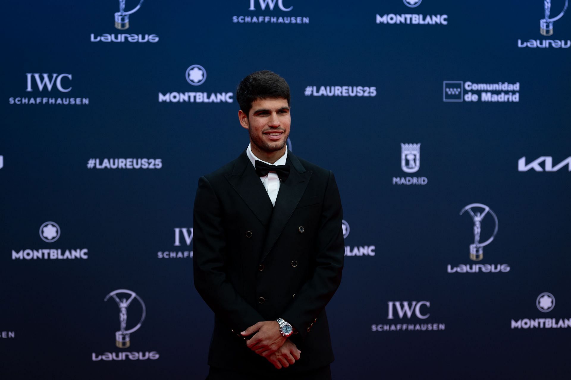 Carlos Alcaraz attends the red carpet at the 2025 Laureus World Sport Awards at Palacio De Cibeles on April 21, 2025, in Madrid, Spain. (Image via Getty)