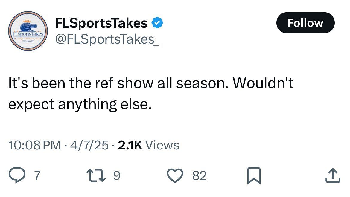 A Florida fans says it&#039;s been a ref show all season