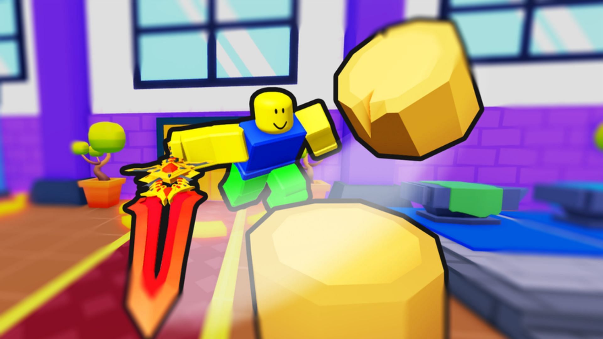 Increase your weapon power to defeat enemies (Image via Roblox)