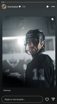 Anze Kopitar's wife, Ines Instagram story @ ines.kopitar