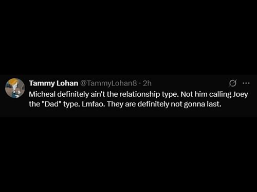 A Love After Lockup fan comments on Michael and Joey's relationship (Image via X/@TammyLohan8)