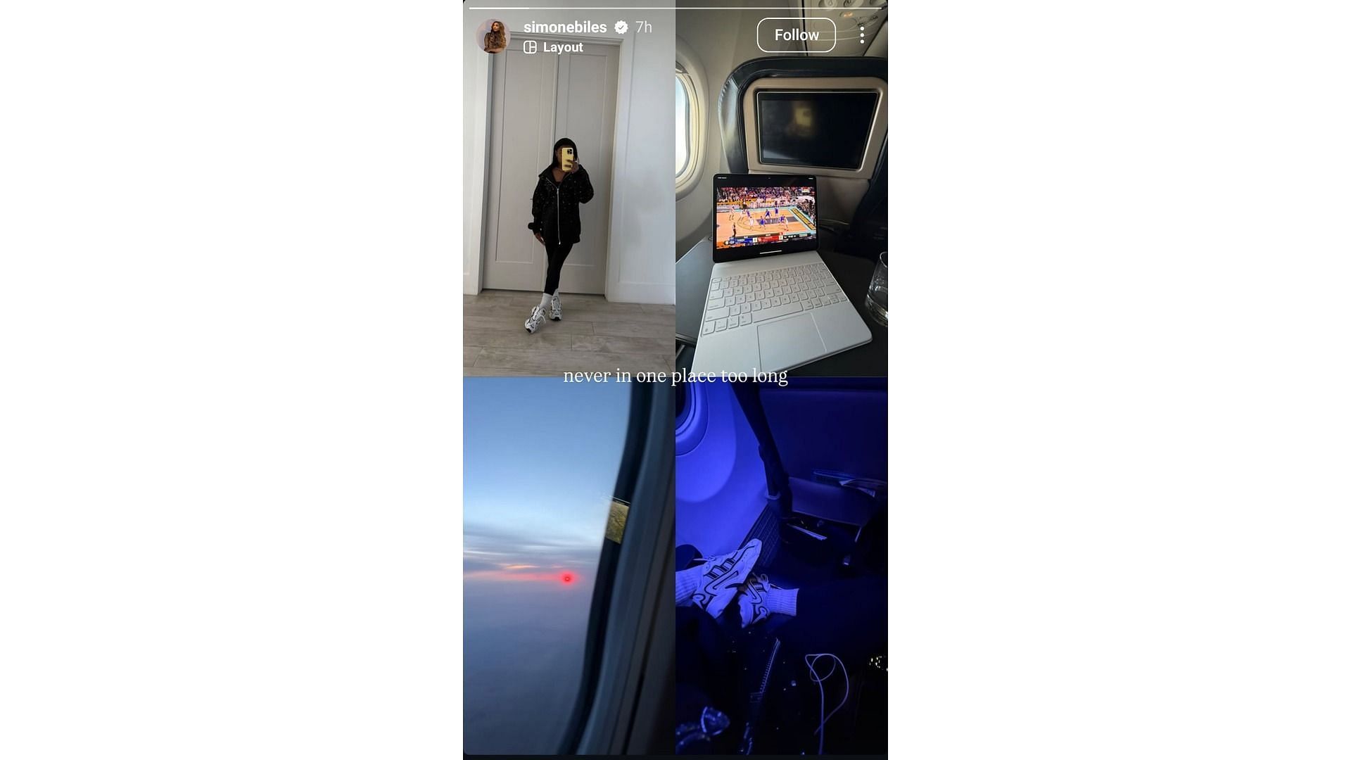 Screenshot of Biles&#039; Instagram story featuring glimpses from her break season (Image via: Biles&#039; Instagram)