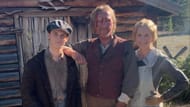 Justin Stella with Jerome Flynn and Sarah Randall Hunt on the sets of 1923 season 2 (Image via @sarahrandallhunt/Instagram)