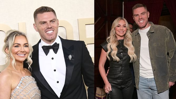 Freddie Freeman's wife Chelsea melts over as son Brandon adorably mimics Dodgers superstar dad's bobblehead stance