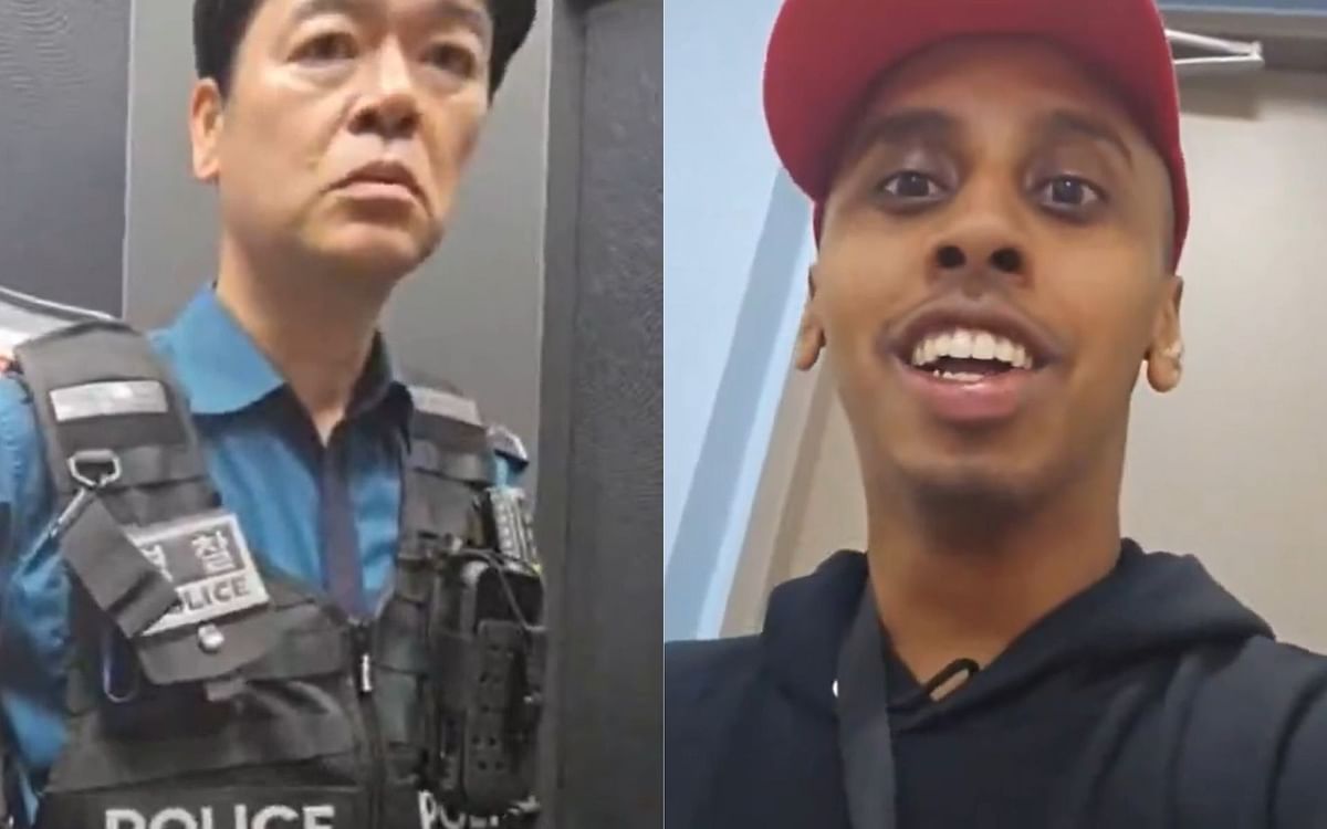 "Go away from me!": Johnny Somali seemingly panics after South Korean police confront him live on stream
